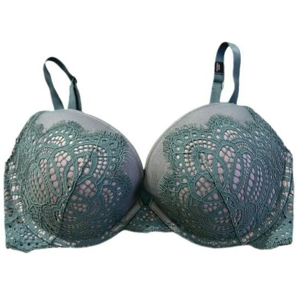 Victoria’s Secret Dream Angels Push Up Padded Lace Bra Olive Green 32D - Picture 1 of 4